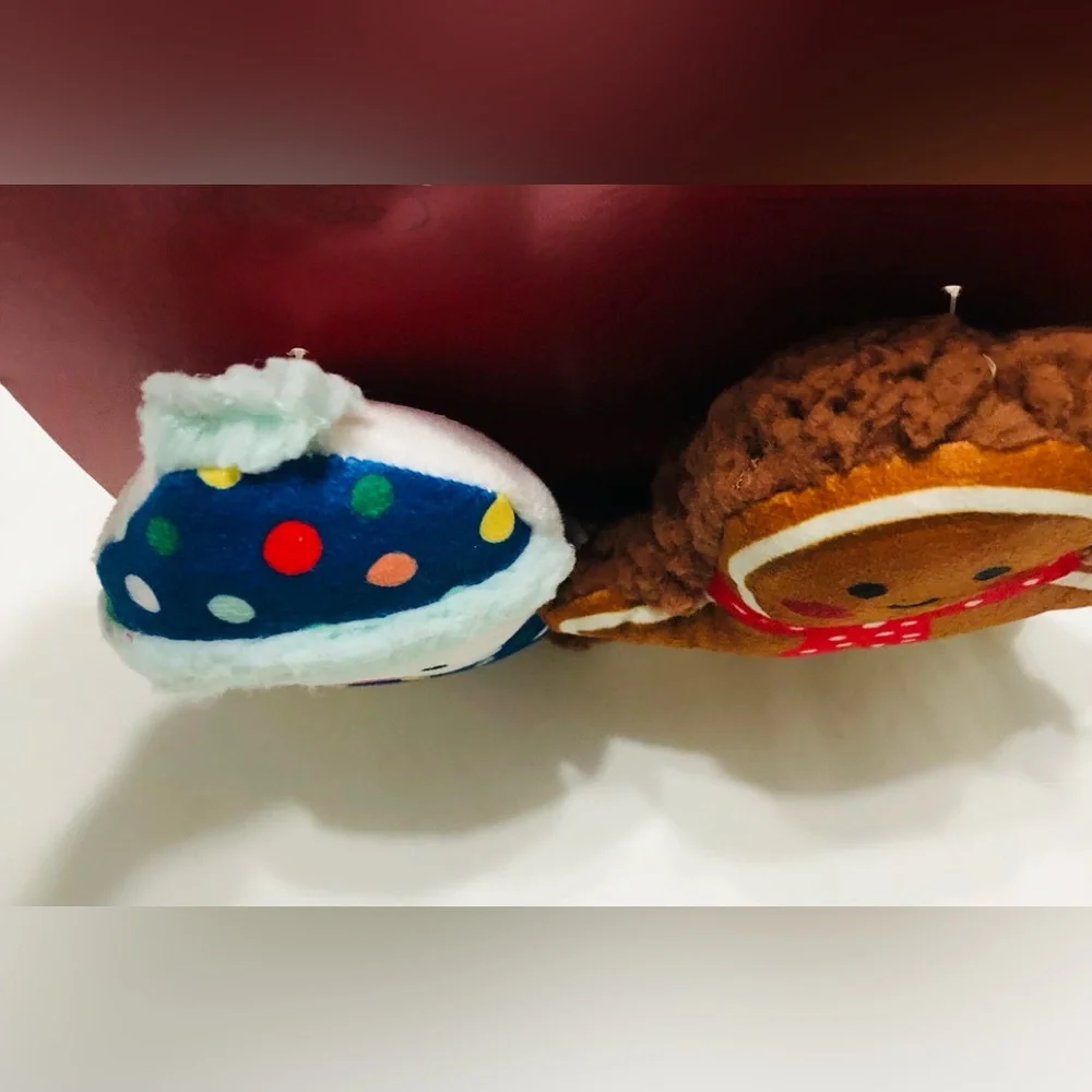 2 count Dog toys plush squishy sound snowmen gingerbread.